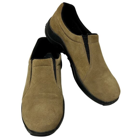 Brazos Work Shoes Beige Suede Slip-On Steel Toe Men’s Size 10 - Picture 1 of 11